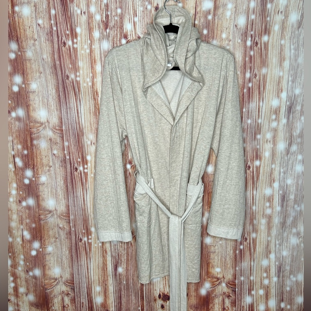 Cozy Robe with Hoodie and Tie one size fit Most Beige